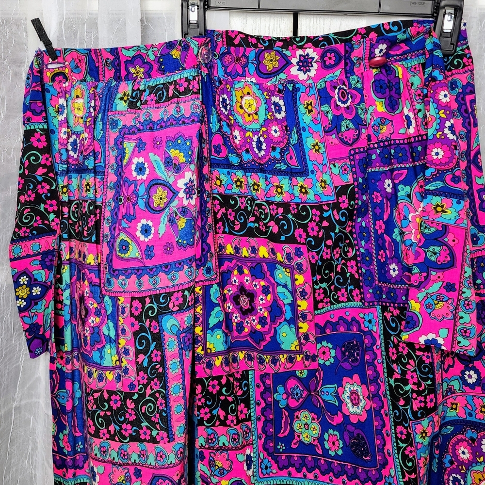 Beverly Vogue California Vintage 70s Maxi Wrap Skirt Wrap Sz S USA Retro Hippie - Picture 3 of 6